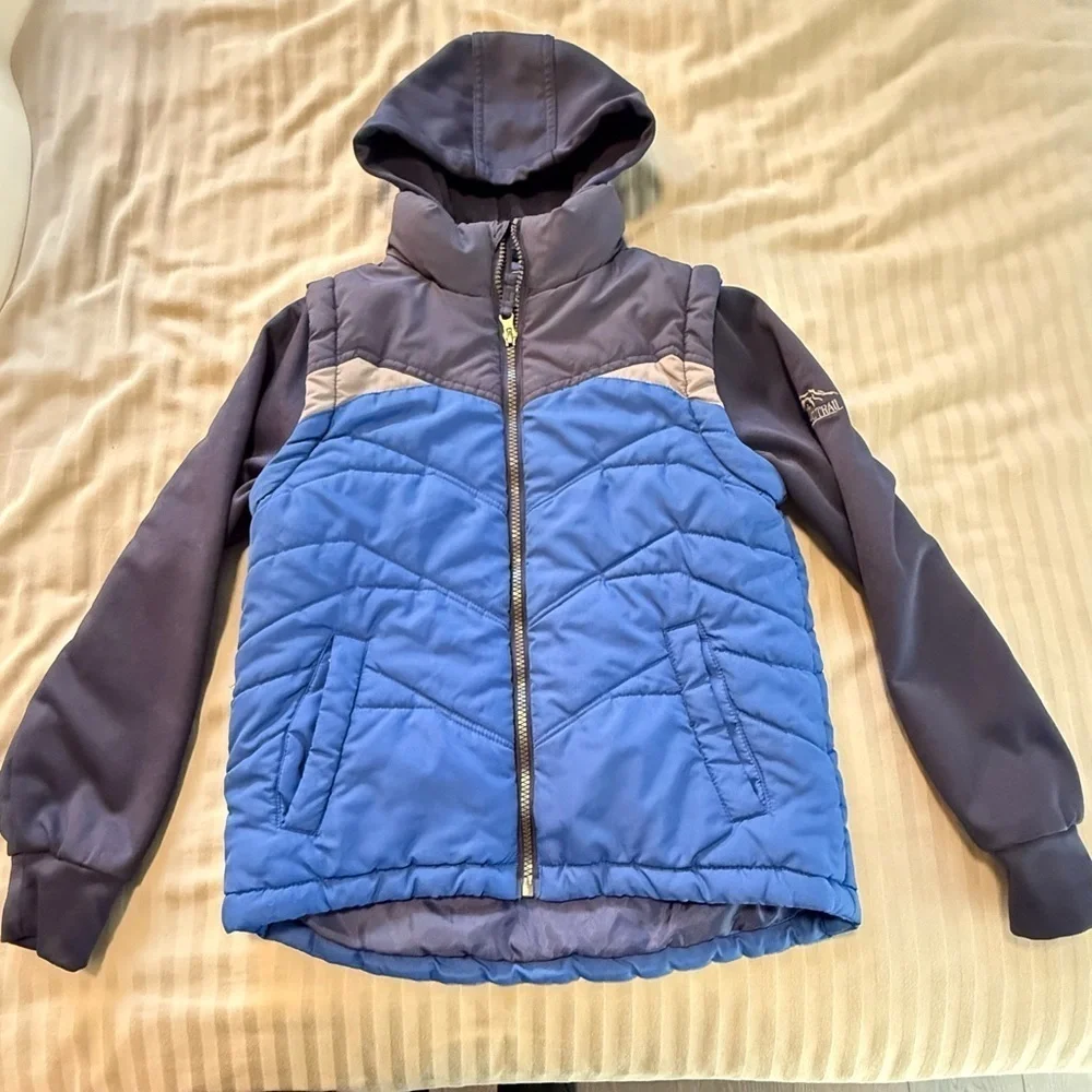 Blue and Gray Hooded Jacket